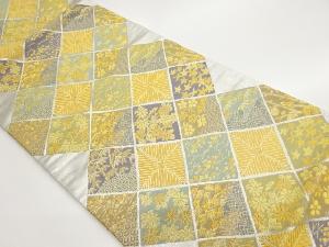 菱に松竹梅・草花・古典柄模様織出し袋帯